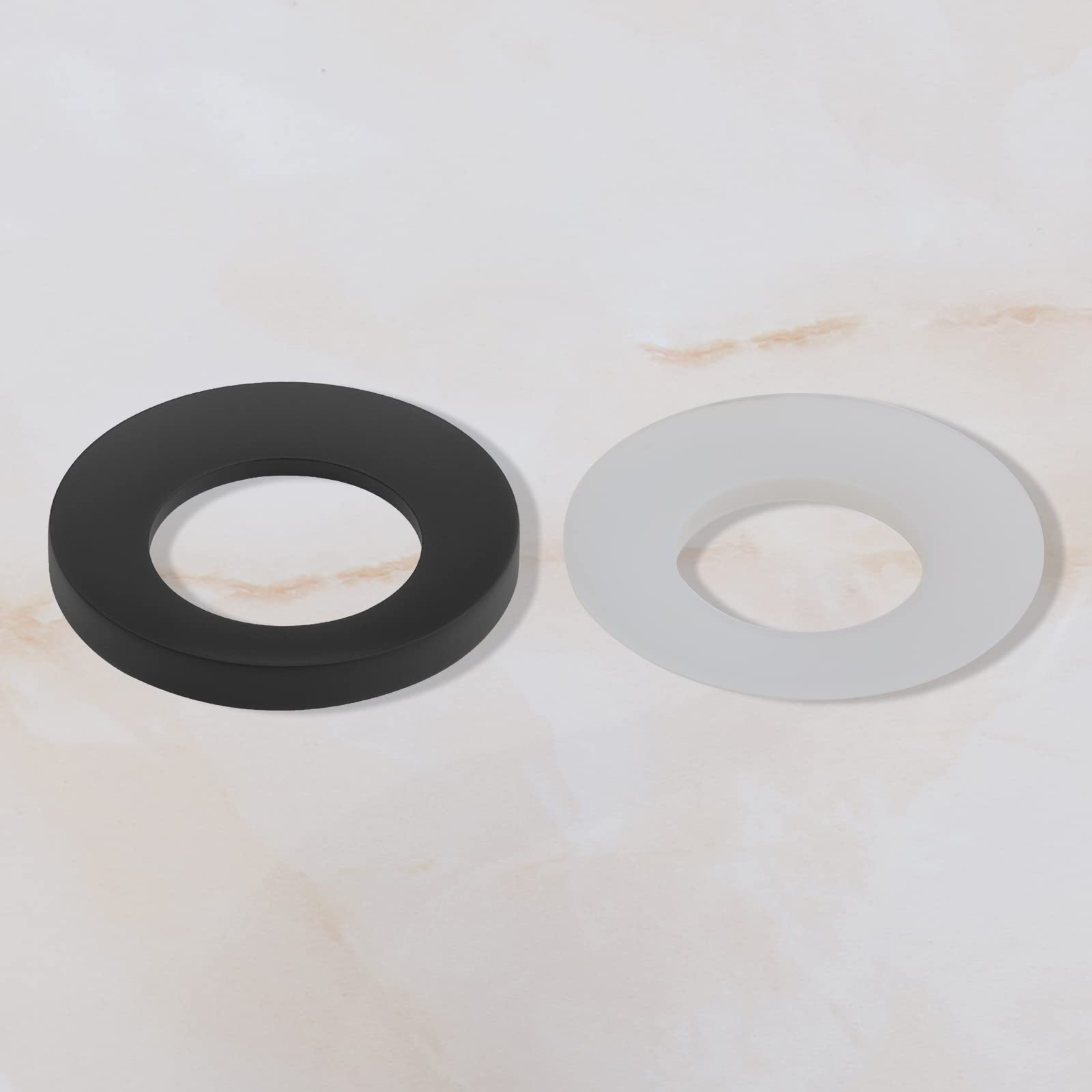 Midanya Anillo de montaje para base de fregadero de baño, negro mate | Metal, con junta, para fregadero de vidrio