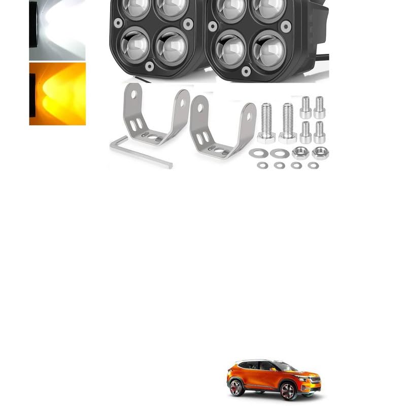LOVMOTO Universal LED Driving Fog Lights Double Color Amber+White 2Pcs 3Inch 40W Super Bright LED Pod Lights Offroad Driving Lights Work Auxiliary Lights Bumper Lights Comfortable With S-P Conc-ept