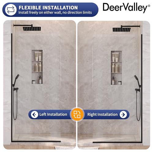 Image of DeerValley 34 inchx74 inch Semi-Framed Fixed Glass Shower Panel