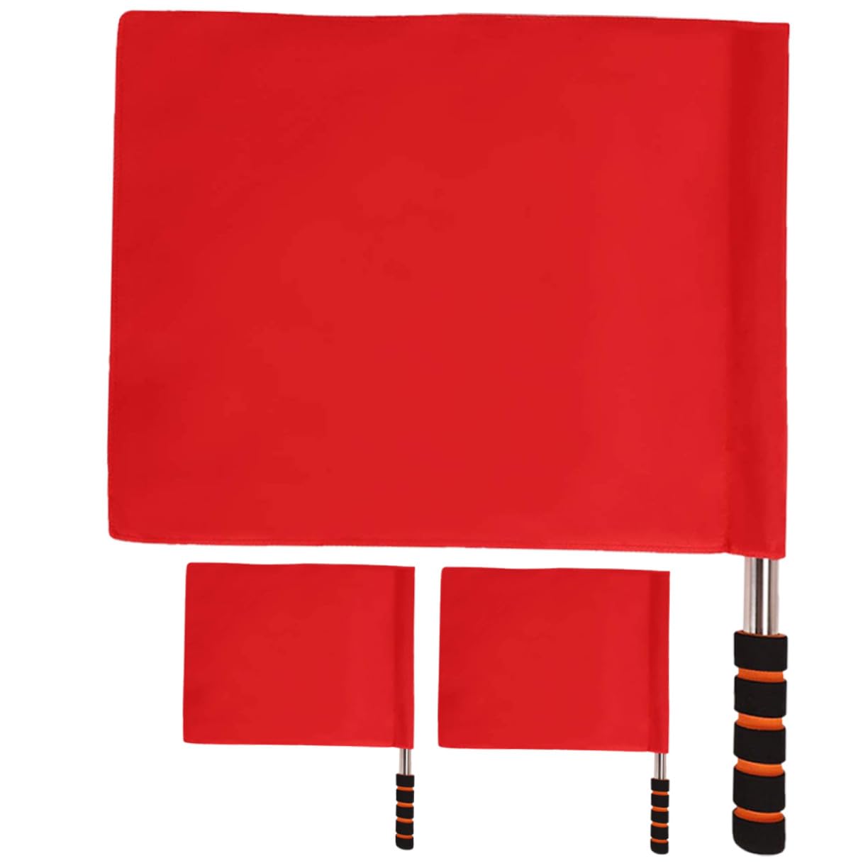 Mipcase Banderas De Árbitro Acero Inoxidable Con Mango Antideslizante Para Señalización Deportiva De Fútbol Y Atletismo Rojo 3 Piezas X 4