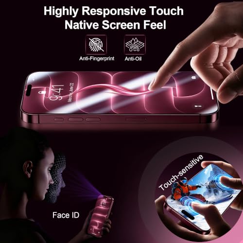 QHOHQ for iPhone 18 Pro Max Screen Protector, 9H+ Tempered Glass, 3+3 Pack - image 6