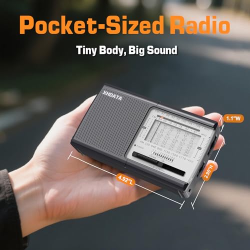 D219 Radios Portable Am Fm with Strong Reception Compact Design, Small Battery Operated Transistor Radio(AA) Clear Sound Speaker Earphone Jack Ideal Gifts for Elder, Family, Outdoor, Gray - Image 3