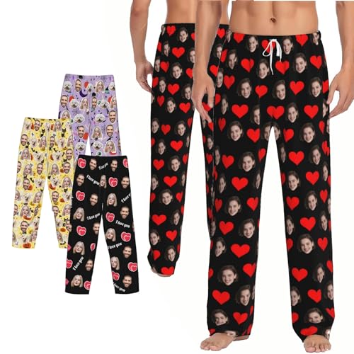 Image of Personalized Pajamas Pants for Men Custom Pajama Pants with Photo Customized Face PJ Pants Gift for Father Husband Boyfriend