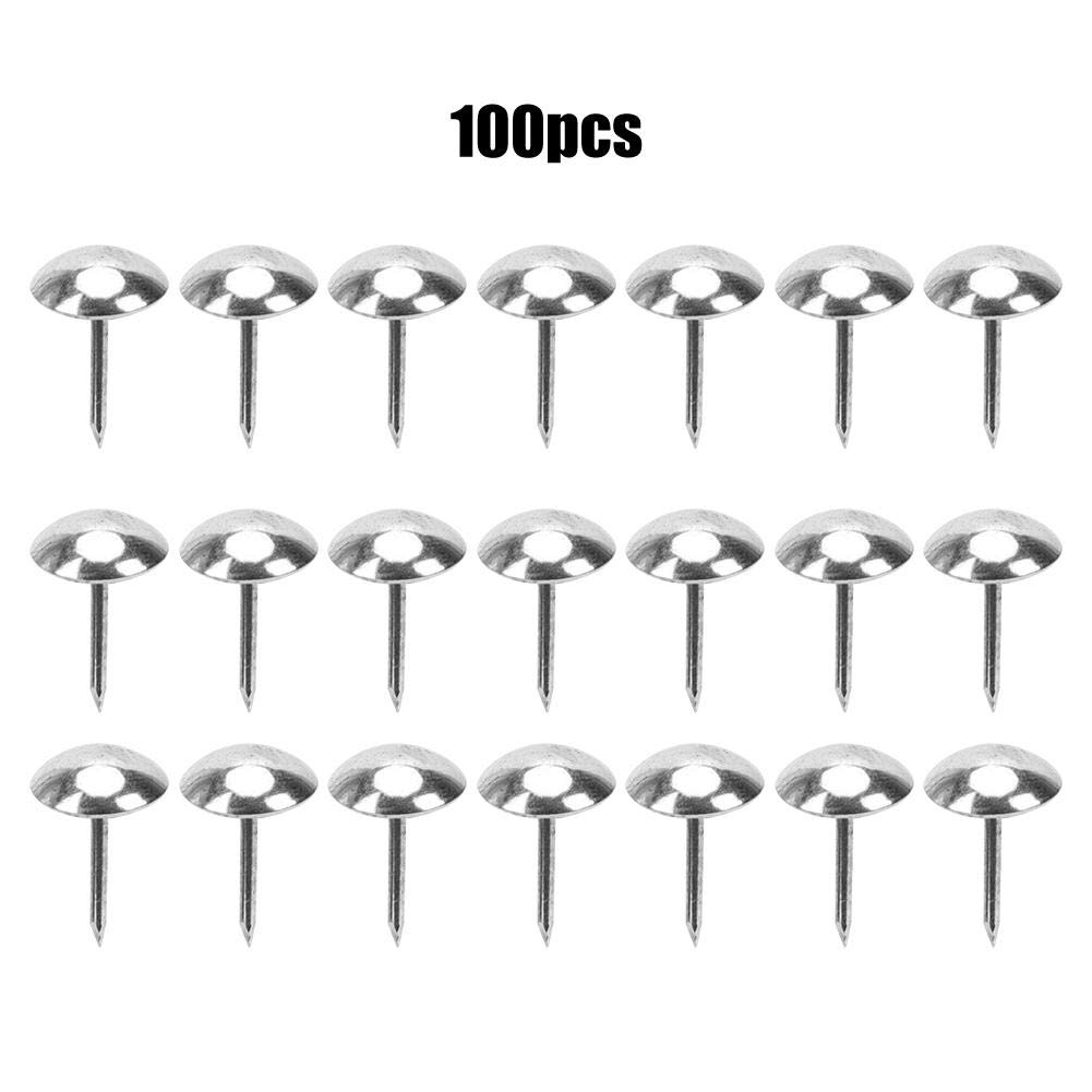 Large-Headed Nail, Decorative Tack Pins 100Pcs for Upholstery Furniture Trim 11x17mm Silver - Image 2