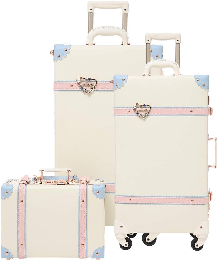 Uretravel Vintage Luggage Sets Lightweight Women Leather Suitcase/Trunk, Set of 3