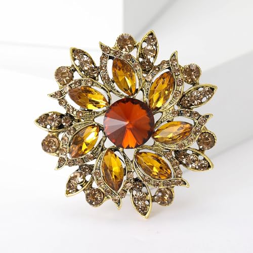 Image of Trendy Large Rhinestone Flower Brooches 8-color for Women Luxury Office Party Casual Pins Jewelry Accessories Gifts