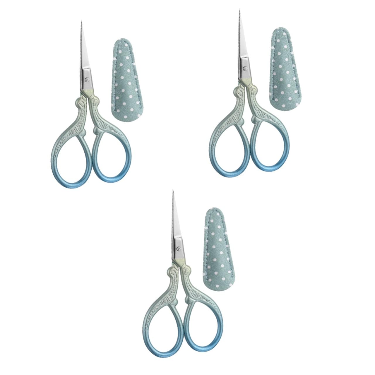 SHINEOFI 3sets Forbici Da Ricamo Metallo Con Custodia Forbice Piccola Per Cucito e Lavori Manuali