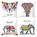 Lieson Juego de 4 fundas de almohada para exteriores, 45 x 45 cm, diseño de elefante étnico, color blanco