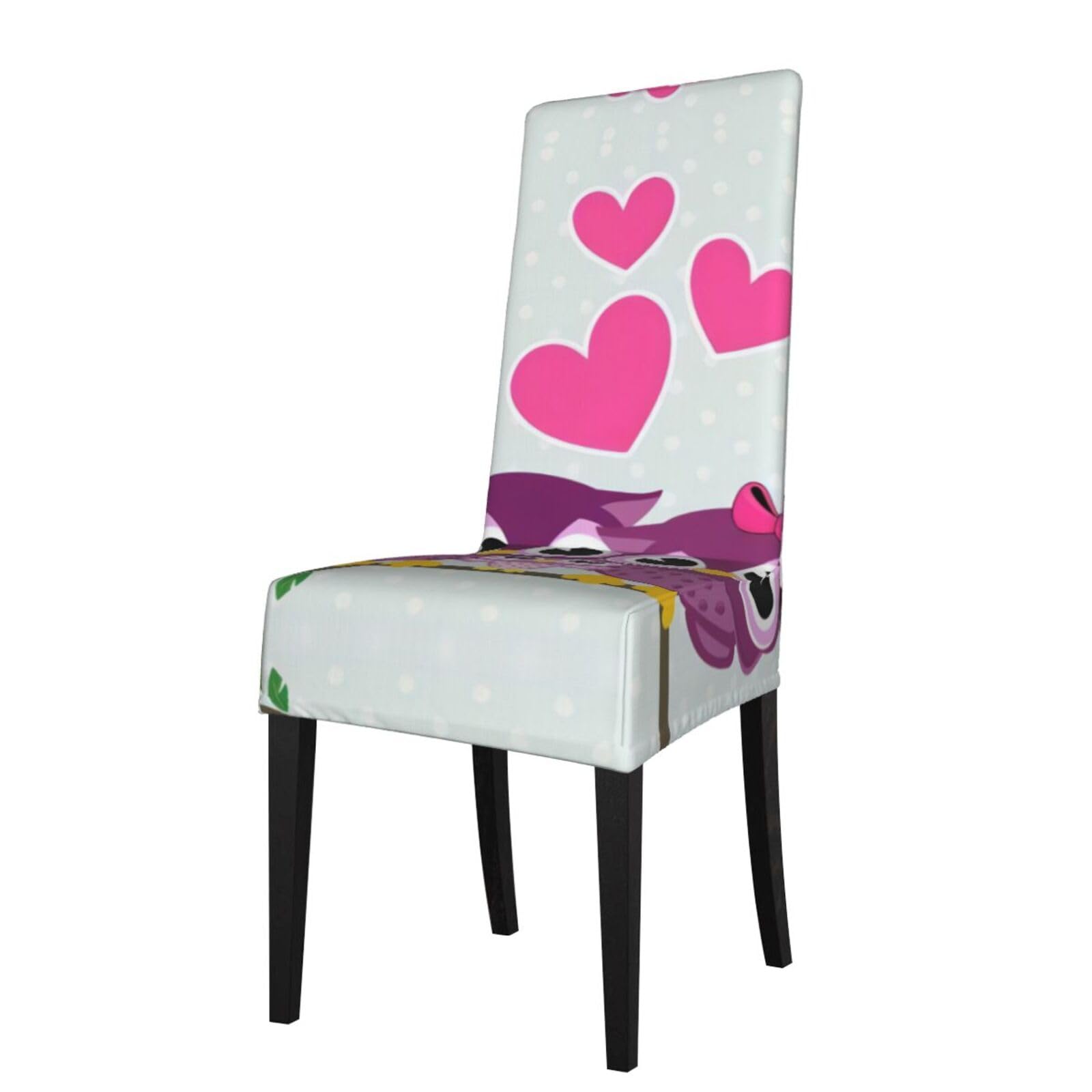 Hlsbssl Black Owls Family Printed Dining Chair Covers, Fully Enclosed, Removable And Washable, Suitable For Family Banquets And Celebrations
