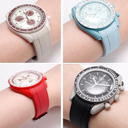 Image of Silicone Rubber Bands for Omega X Swatch Moonswatch Watch Strap 20mm Curved End Weave Style Premium Silicone Rubber Replacement Strap Women Men,for Omega Swatch Moonswatch Speedmaster