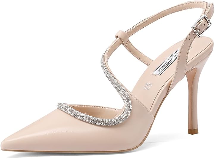 QUEEN HELENA D&eacute;collet&eacute; Con Strass E Tacco 10cm - Scarpe Eleganti Donna In Pelle, Punta Chiusa