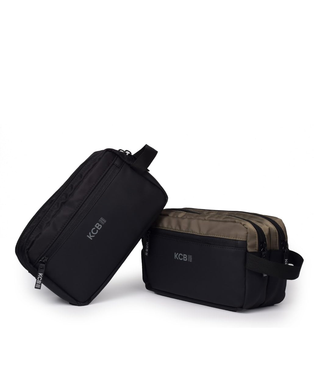 KCB Doppia borsa da uomo | Design spazioso e pratico | Tasche multiuso | Varietà di scomparti | Manico comodo e utile | 100% vegano, Kaki