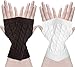 Oryer 2 Pairs Womens Winter Knit Long Fingerless Gloves - Thumbhole Arm Warmers (B-2 Pairs( White & Coffee))