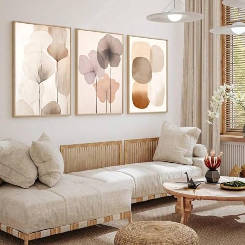 Peinture florale bohème pour habiller un mur vide | Style wabi-sabi beige