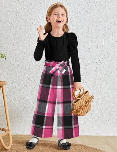 MIGU Toddler Girl Clothes,Girls Fashion Clothes Puff Sleeves Shirt Pants Headband 3Pcs Girls Gifts Sets2