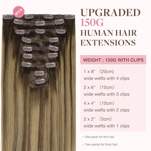 Image of GOO GOO Clip in Hair Extensions Real Human Hair Balayage Remy Extensions