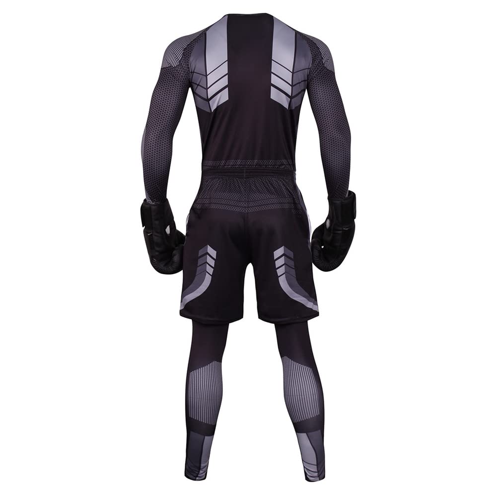 Ensemble de Vêtements de Sport pour Homme 3 Pièces Ensemble de Compression Tenue Sport Fitness Base Layer Maillot Manches Longues + Pantalon Collant + Shorts