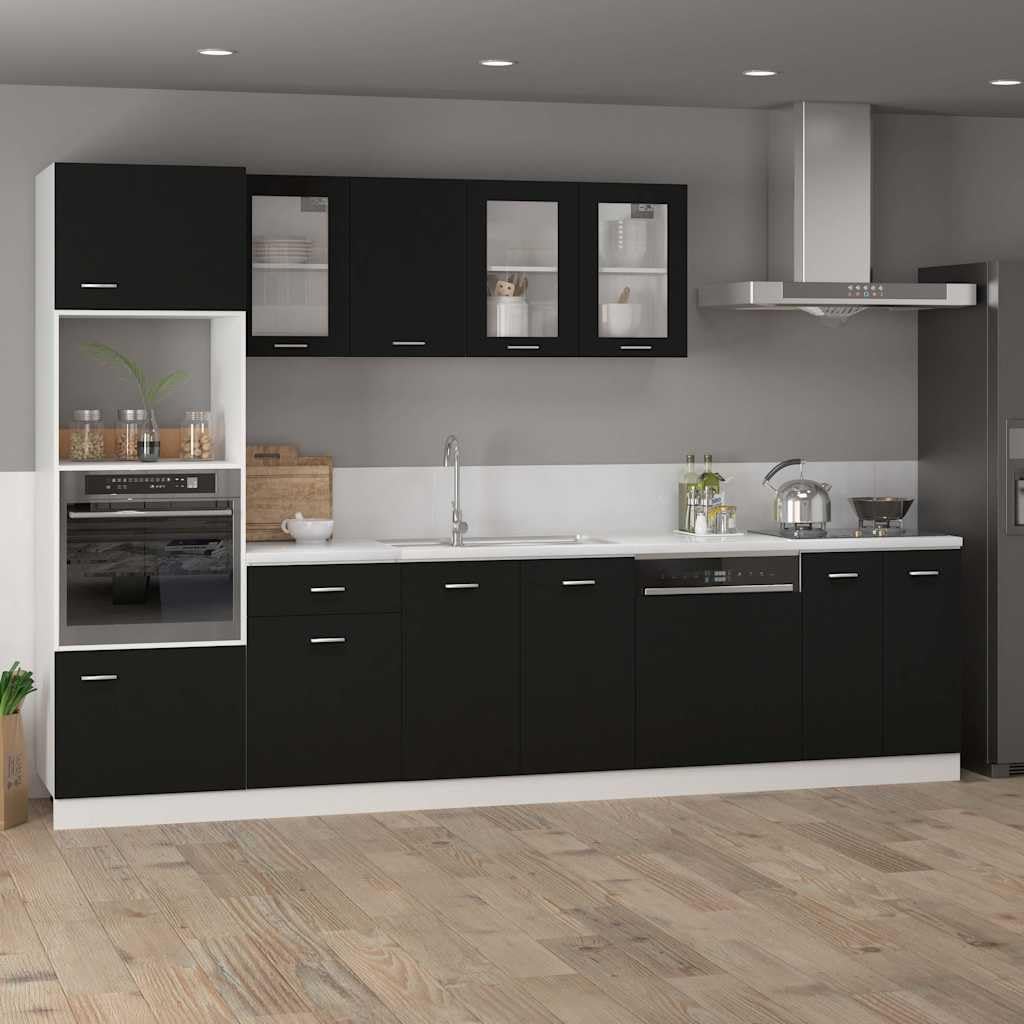 Lyon - Mobiletto da cucina in legno nero, 60 x 46 x 81,5 cm, con anta e mensola, per sala da pranzo, dispensa, caffetteria, bar, isola