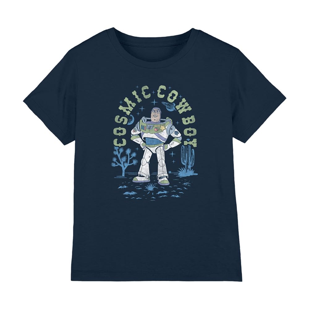 Disney Toy Story 5 Buzz Cosmic Cowboy Kids T Shirt, Navy, 3-4Y