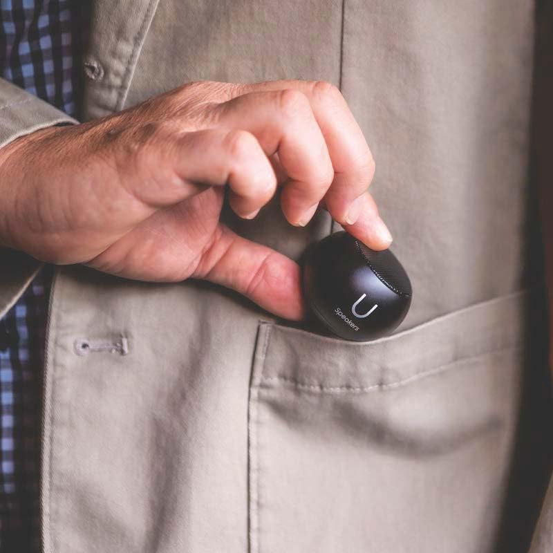 Miniatura 7 de Fashionit U Mini - Pequeño altavoz Bluetooth inalámbrico - Micrófono y obturador remoto, altavoces Bluetooth portátiles, sonido rico para el hogar
