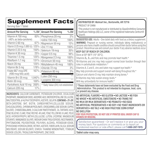 Maker Explorador Equate Complete Multivitamin/Multimineral Supplement Tablets, Adults 50+, 450 Count and Card Gift