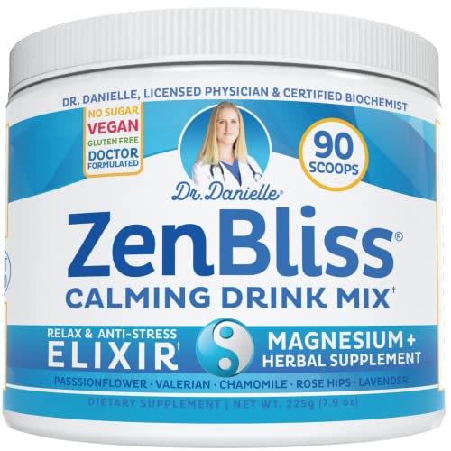 Zenbliss Calming Magnesium Drink Mix for Relaxation & Muscle Comfort – Magnesium Powder Supplement for Stress Support – by Dr. Danielle