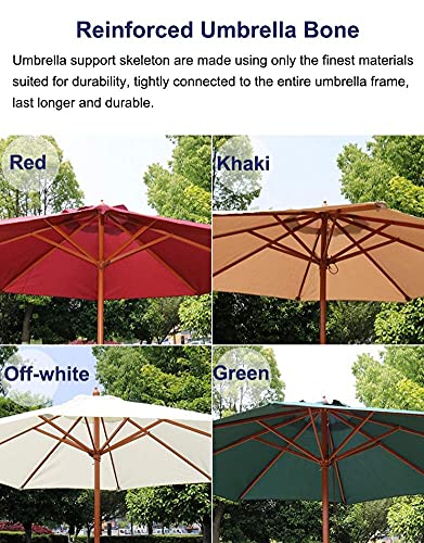 Parasol de madera roja exterior de 2.7 metros con protección UV para terraza 4