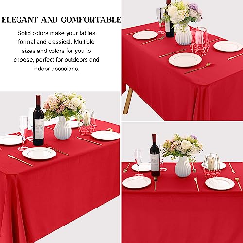 Image of 4 Pack Rectangle Tablecloth 60x126 Inch Red Washable Polyester Table Cover for Wedding Dining Table Buffet Parties Banquet Decoration(Red)
