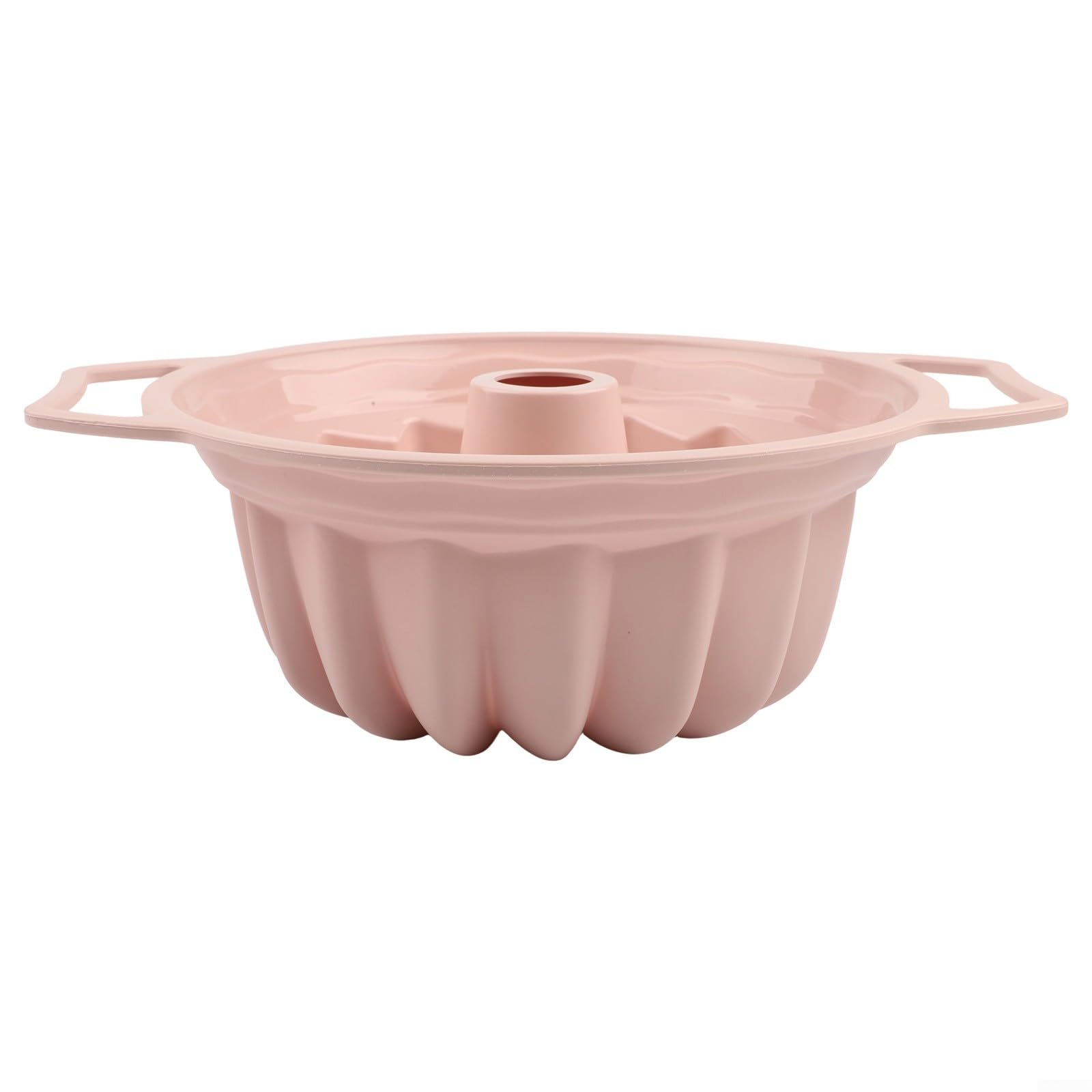 Moule à gâteau cannelé en silicone avec poignée pour la cuisson du pain et des desserts, résistant à la chaleur, passe au four et au micro-ondes, nettoyage facile (rose)
