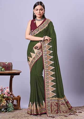 Image of Jaanvi fashion Women's Pasapalli Design Sambalpuri Silk Saree with Swarovski Work & Blouse Piece