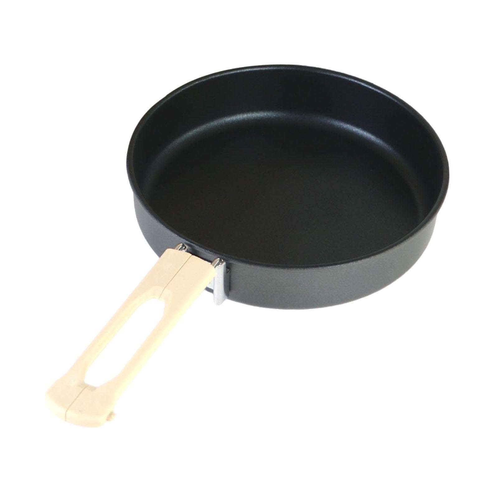 Yiju Camping Fry Pan Foldable Handle Reusable Lightweight Cookware Non Stick Skillet for Backpacking Picnic Travel Fishing Hiking, L Aluminum Alloy