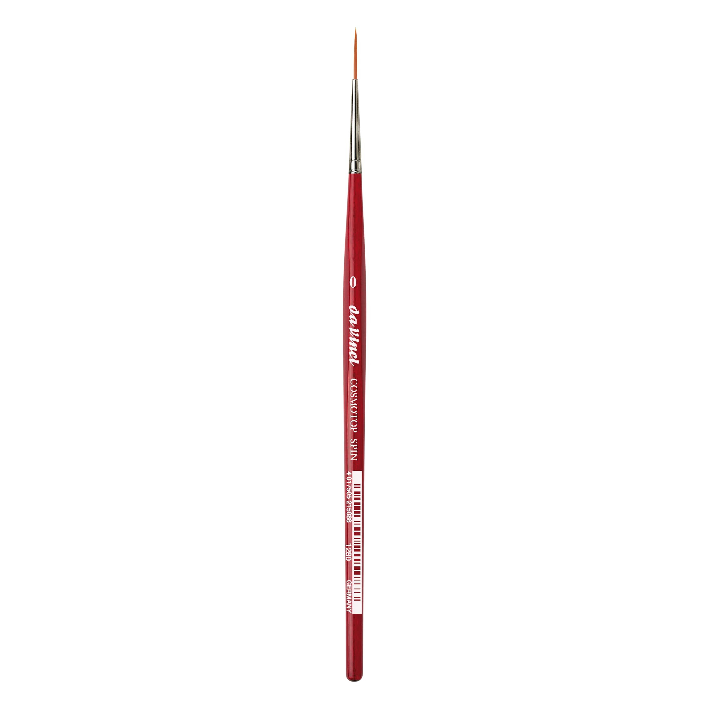 da Vinci Watercolor Series 1280 CosmoTop Spin Paint Brush, Medium Needle-Sharp Liner Synthetic with Red Handle, Size 0