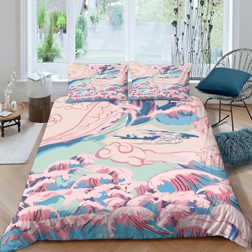 Housse de couette vagues microfibre 140x200 impression 3D premium - 4