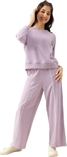 Li'l Tomatoes Girls Tracksuit Set| Winter Looper Sweatshirt with Pajama| Kids Casual Co-Ord Set| 9–16 Years