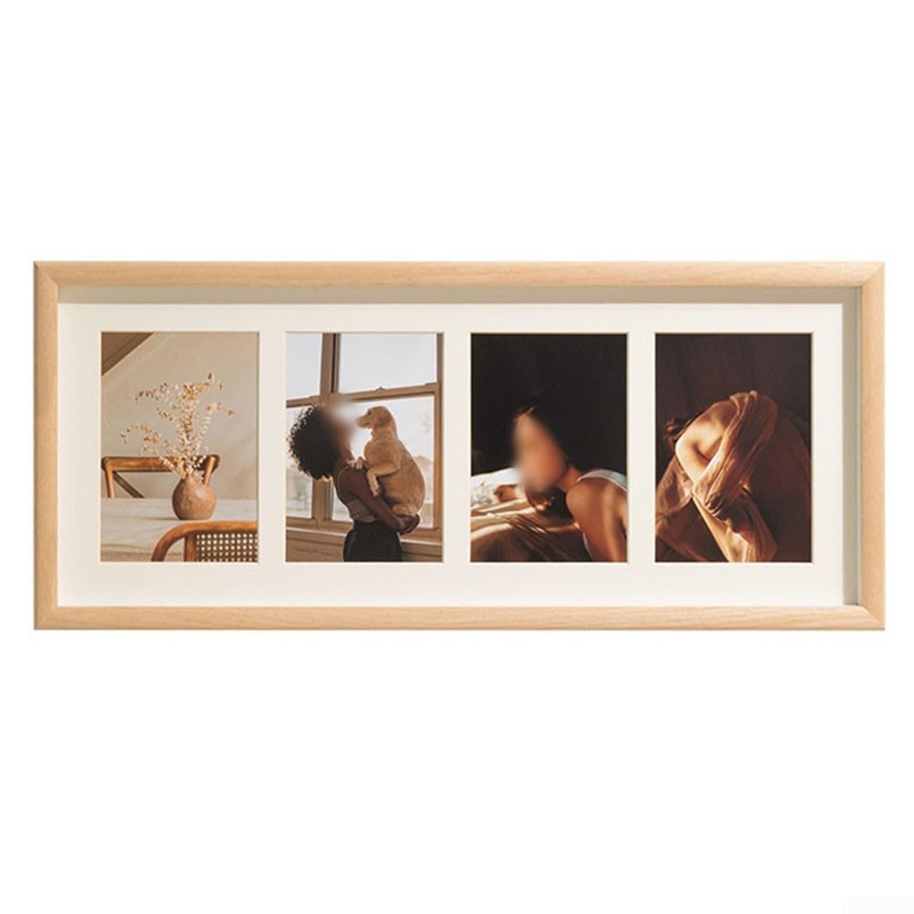 Cadre photo bois naturel lot de 3 avec support carte pour mur