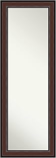 Amanti Art Non-Beveled Door Mirror (52.5 x 18.5 in.), Harvard Walnut Frame - Full Length Mirror, Wall Mirror - Brown
