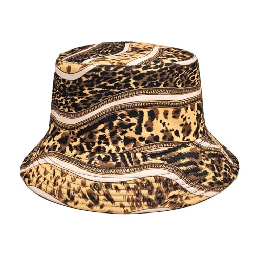Image of Bucket Hat for Women Men,Travel Sun Beach Cap,Unisex Fishing Outdoor Boonie (Leopard Striped)