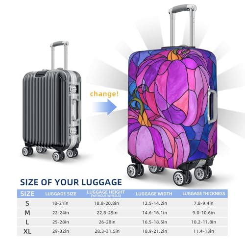 Stained Glass Pumpkins Elastic Travel Luggage Covers Dustproof Scratch-Resistant Suitcase Protector Fit 22-24 Inch4