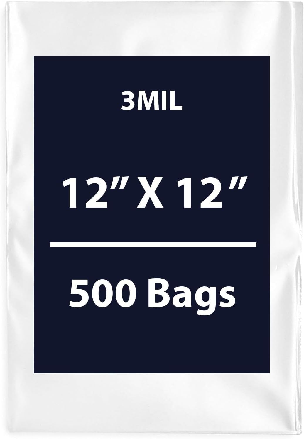 Clear Flat Poly Bags, 3Mil 12" X 12" & 500 Bags | Low-Density Polyethylene (LDPE), Flat Open Top Plastic Packaging Packing | Flexible and Durable Plastic