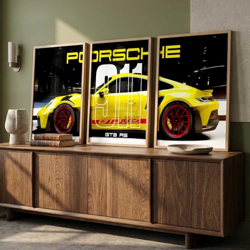 Image of kotart Big Sports Cars Framed Posters Gift Items for Boys Room Wall Decoration Bedroom Living Room Office Studio Decor | Car Poster Frame for Wall Decor Set Of 3 Size (10 X 13 inch)