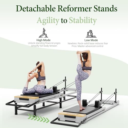 PAETA Pilates Reformer, 91" Foldable Reformer Pilates Machine with Adjustable Reformer Heights, Pilates Equipment with Piano Wire Spings and Jump Boards