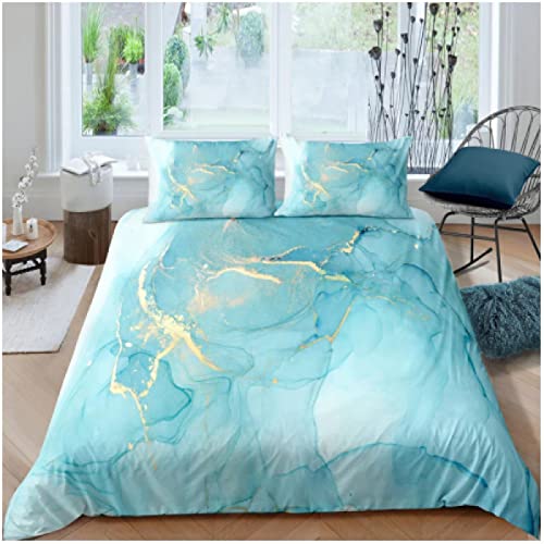 Ensemble de Housse de Couette en marbre Abstrait Texture de marbre Impression 3D Ensemble de literie pour Femmes Filles décor Housse de Couette en Microfibre 200x200cm Double Cover