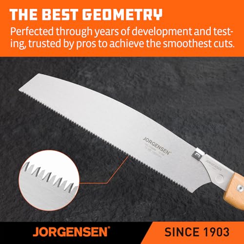JORGENSEN Japanese Pull Saw Kataba, 10-3/8 Inch with Curved Handle, Premium SK5 Blade, 14 TPI Teeth, Woodworking Hand Saw for Hardwood & Softwood, Wood Trim - Image 4
