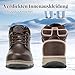 Imagen de ARRIGO BELLO Botas Hombre Invierno Zapatos de Nieve Botines Cuero Cálido Trekking Boots Antideslizante Marrón Oscuro 44