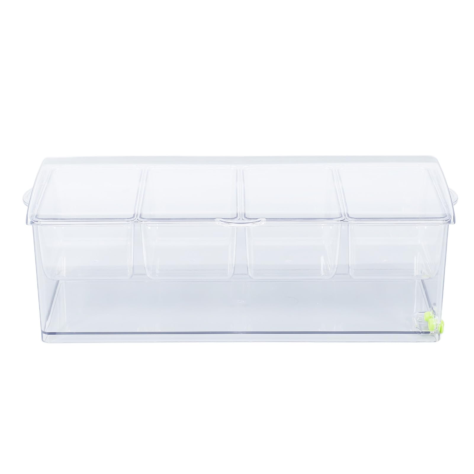 Servidor de Condimentos de Plástico Transparente Enfriado con Hielo con Cubierta Sellada para Uso en Cocina, Liviano y Portátil, Incluye 4 Compartimentos para Reuniones Familiares (4
