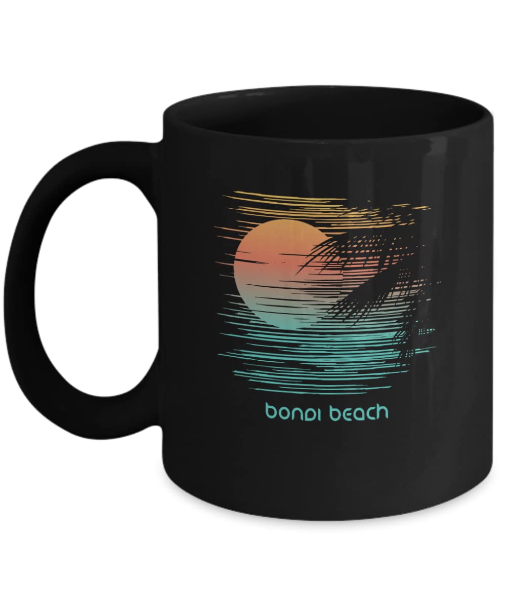 Artistic Bondi Beach Australia Black Coffee Mug 11oz