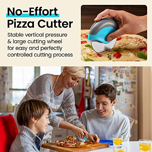 Kitchy Pizza Cutter Wheel with Protective Blade Cover, Ergonomic Pizza Slicer (Blue) #1