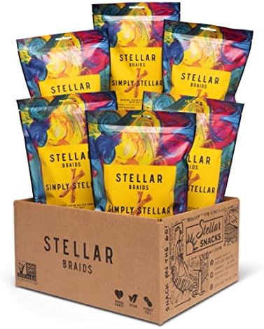 Stellar Pretzel Braids, Simply Stellar, Traditional Vegan Butter Pretzels, 5oz (Pack of 6) Vegan, Non-GMO, Woman-Owned, Baked with Love by Stellar Snacks
