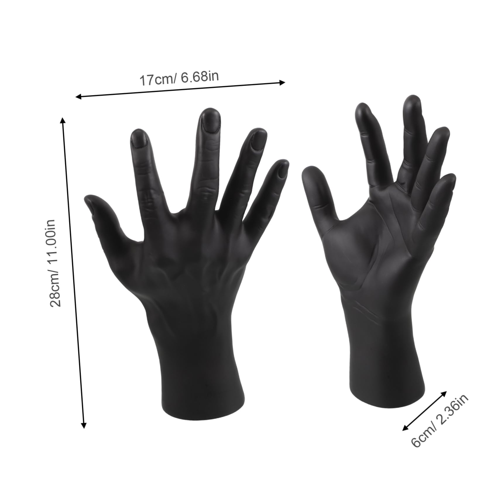 ERINGOGO 2Pcs Black Male Hand Model Jewelry Display Stand Open Finger Design for Bracelets Rings Gloves Elegant Base for Home Retail Store Organization