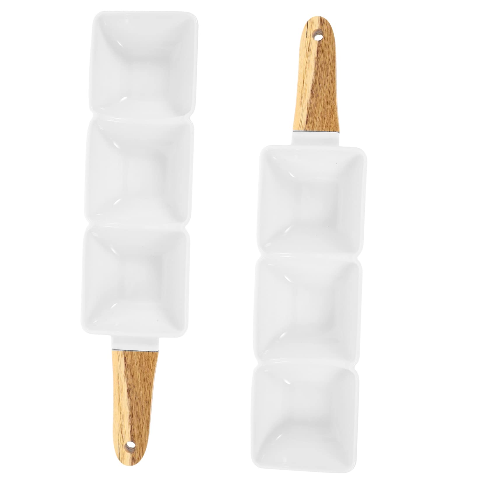 LIFKOME 2 piezas Bol de Cerámica de Compartimentos con Mango para Snacks y Frutas para Salsas y Aperitivos Casa o